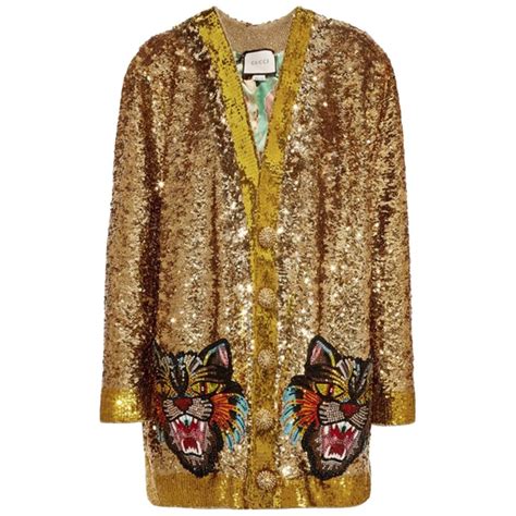 gucci gold sequin cardigan|Gucci web cardigan.